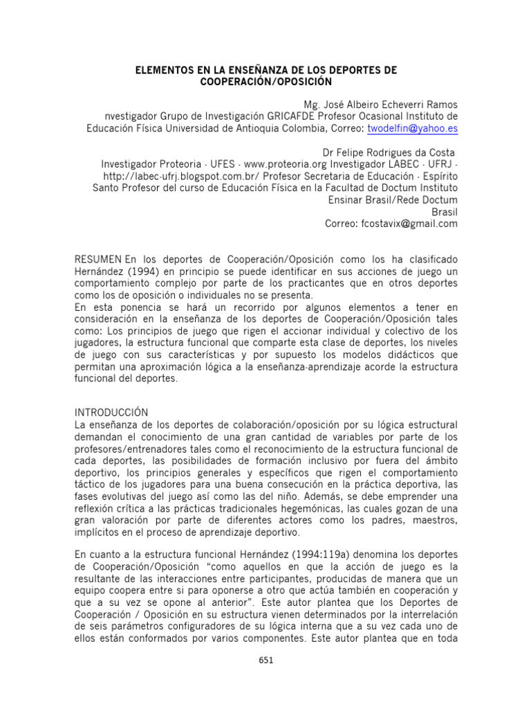 Ulquiora, Elementos en La Enseñanza de Los Deportes de Cooperación ...