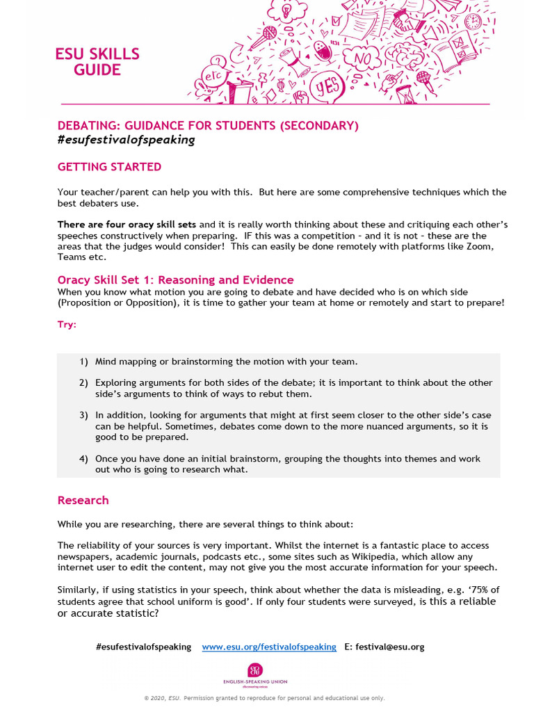 8 Resources Festival of Speaking Debating Guidance For Students ...