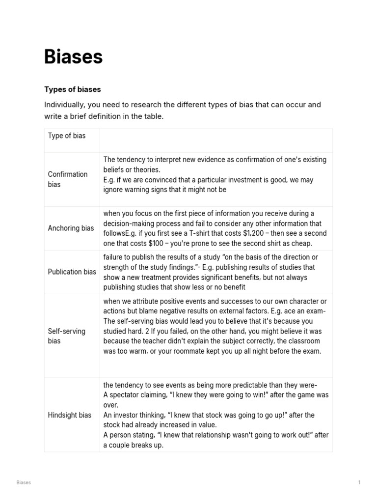 Understanding Different Types of Biases | PDF | Bias | Truth