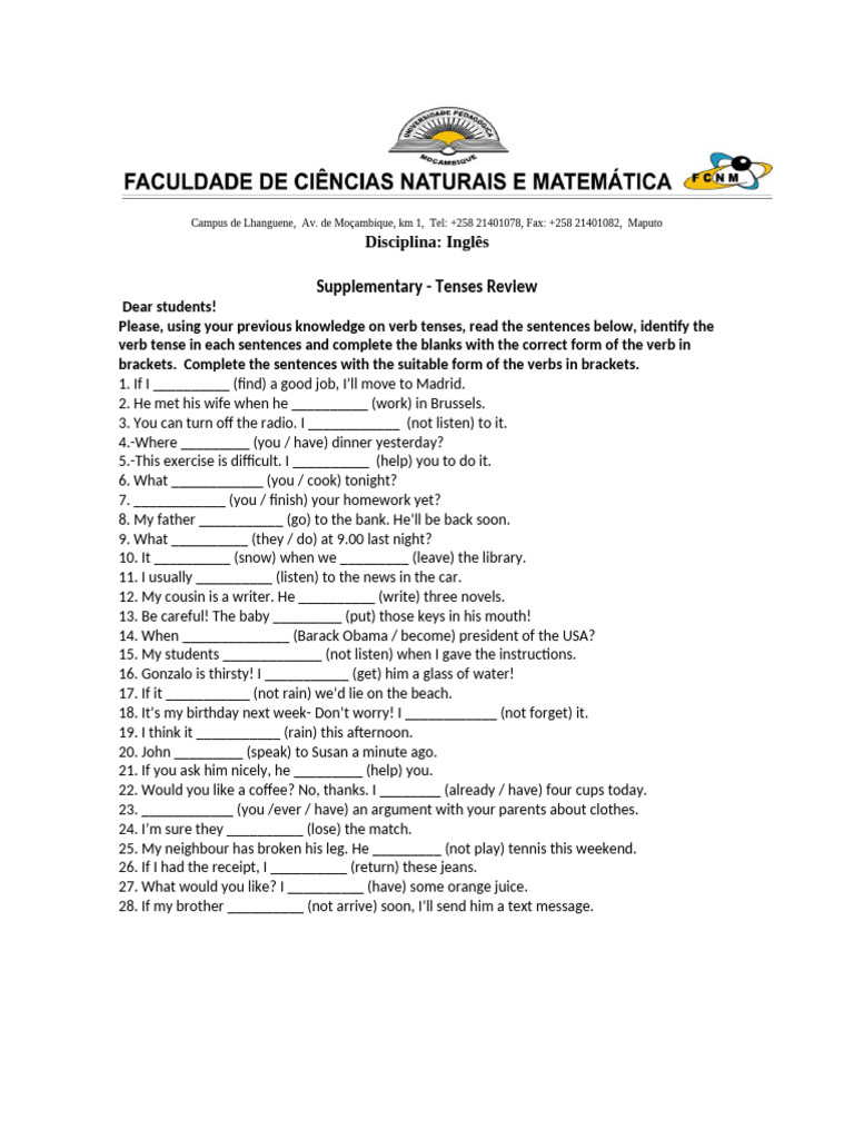 UPM Suplementary Notes Mixed Tenses | PDF | Language Mechanics ...