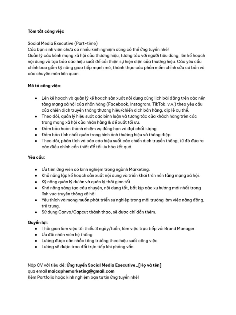 MCF - SOCIAL MEDIA JD - Part-Time | PDF