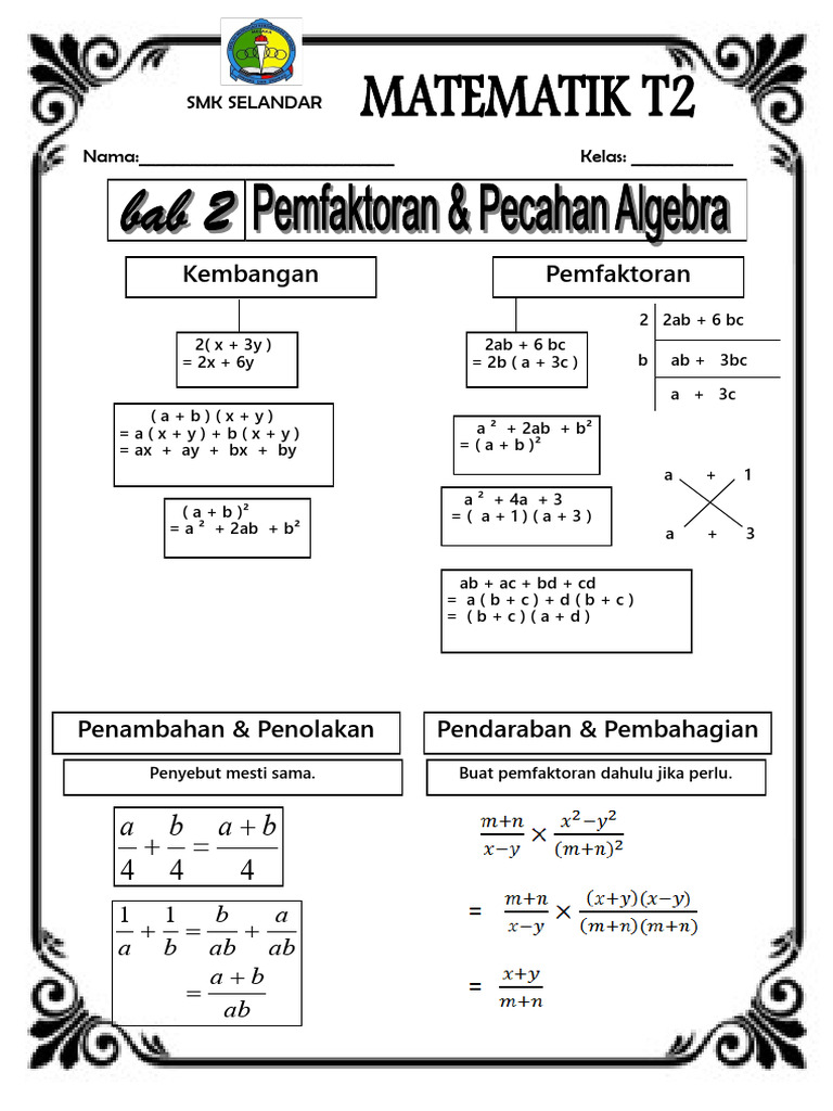 Nota Math t2 Bab 2 | PDF