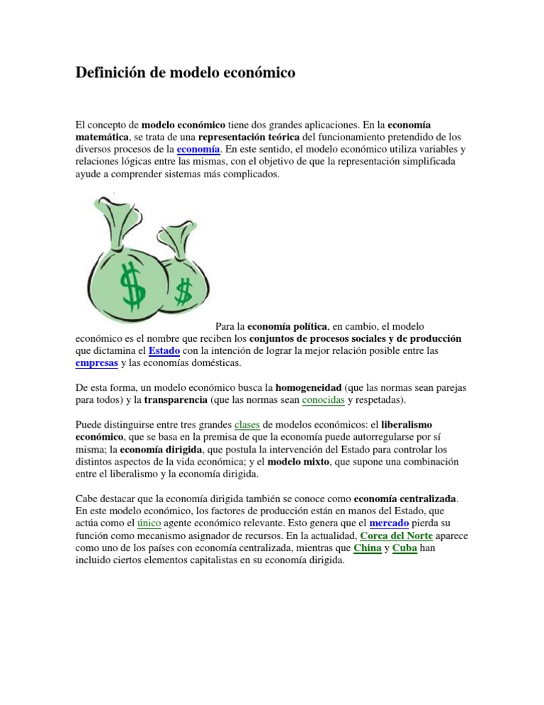 Definición de Modelo Económico | PDF | Modelo económico | Estado (política)