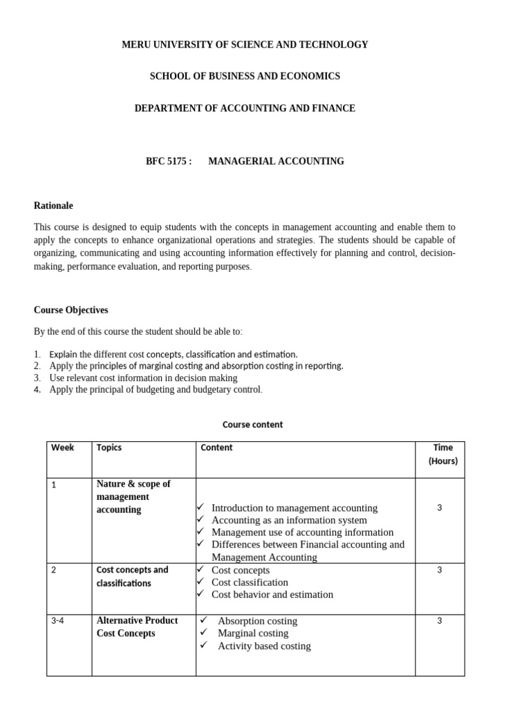 BFC 3425 Management Accounting Notes | PDF | Financial Accounting ...