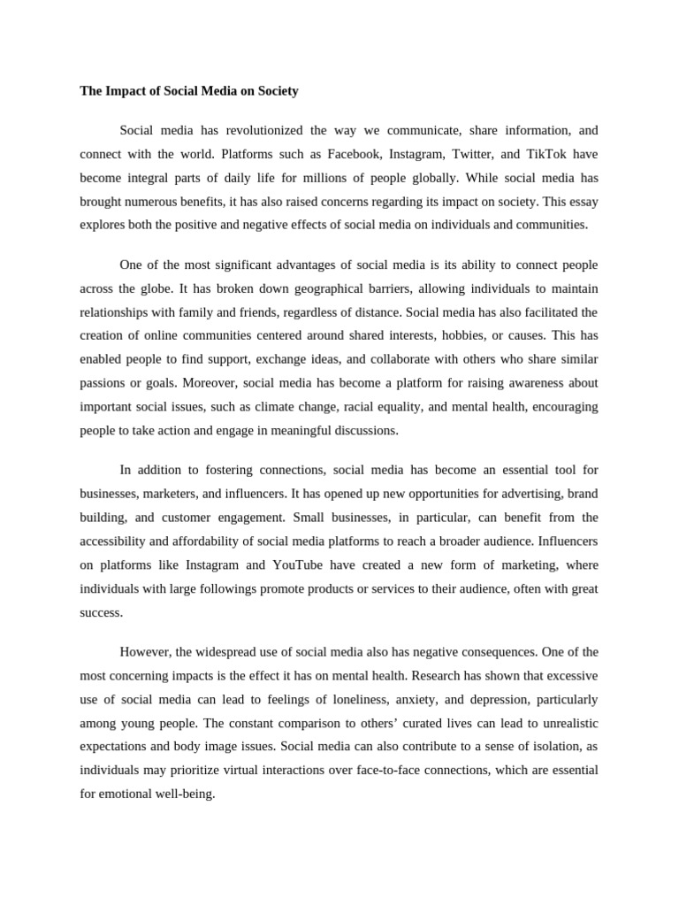 The Impact of Social Media On Society | PDF | Social Media | Popular ...