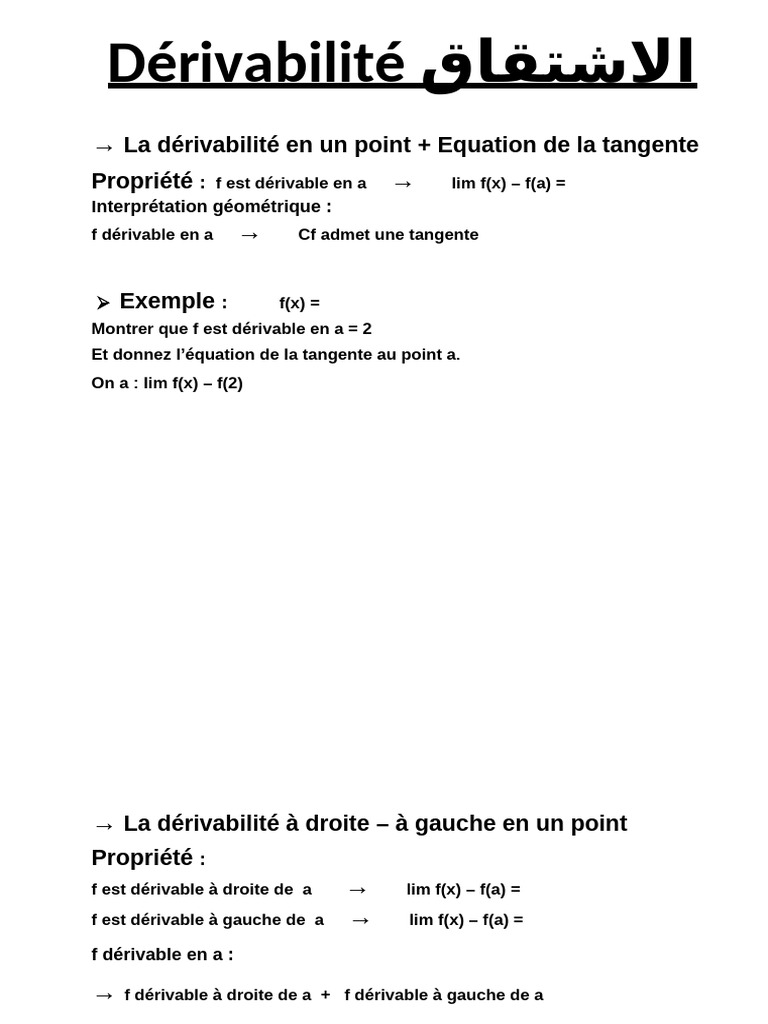 Dérivabilité et tangentes des fonctions | PDF | Tangente (géométrie ...