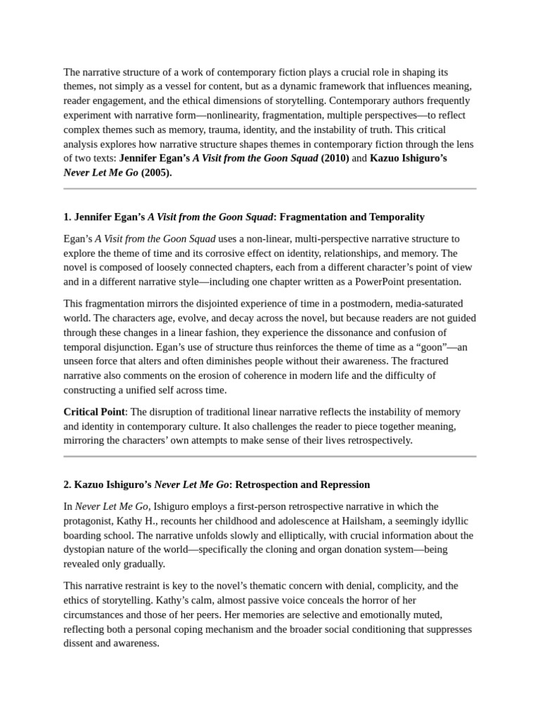 Narrative Structure in Contemporary Fiction | PDF | Narrative