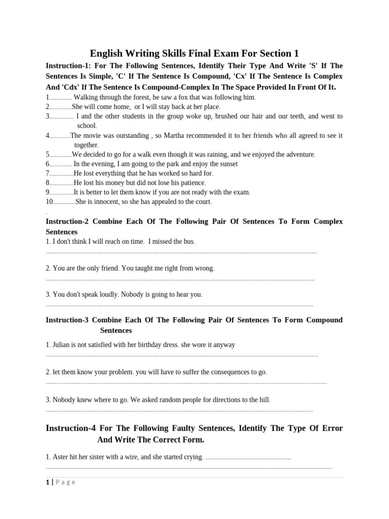 English Writing Skills Exam Guide | PDF | Chess | Chess Theory
