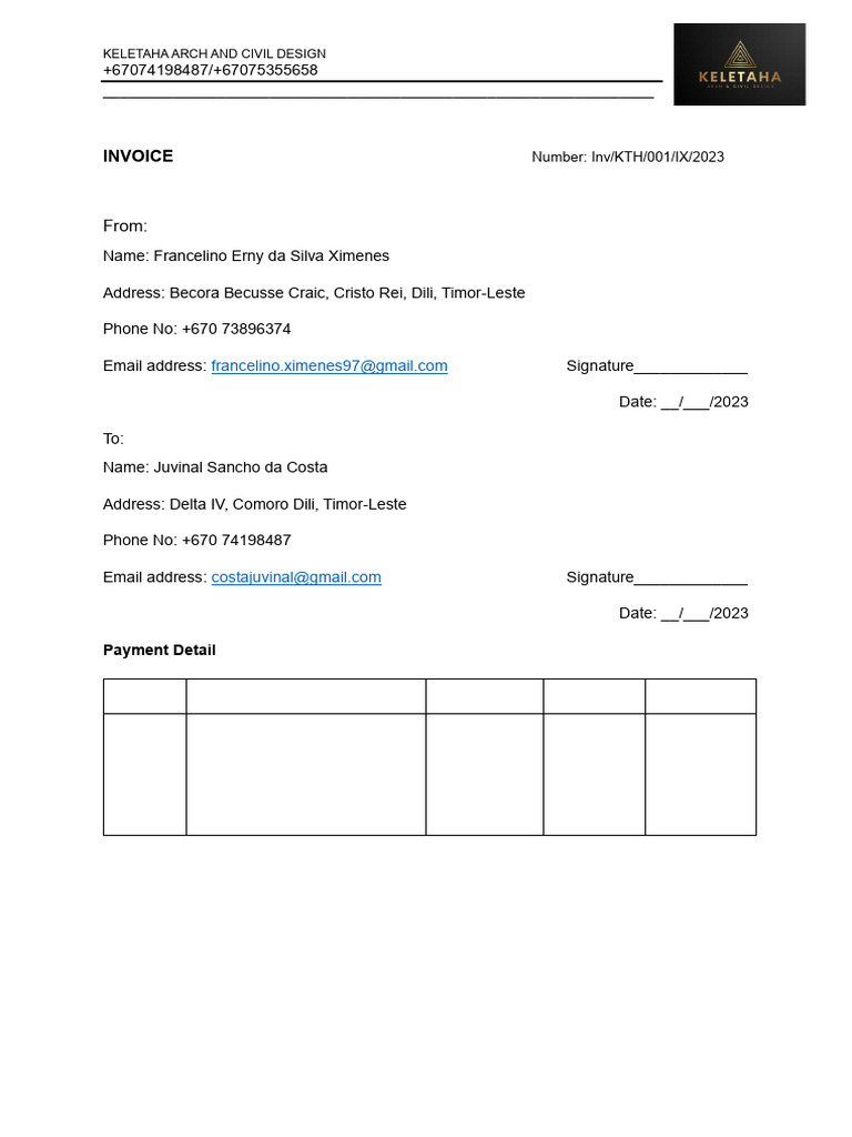 Invoice for Residential Design Services | PDF