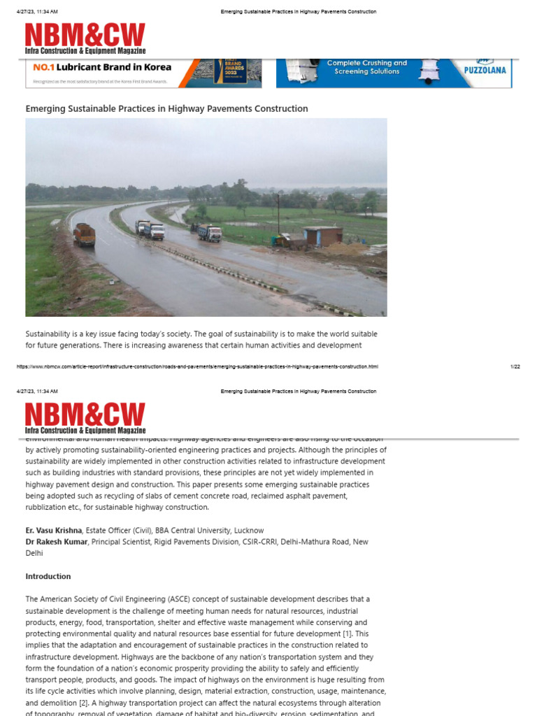 Sustainable Practices in Highway Pavements | PDF | Concrete | Road Surface