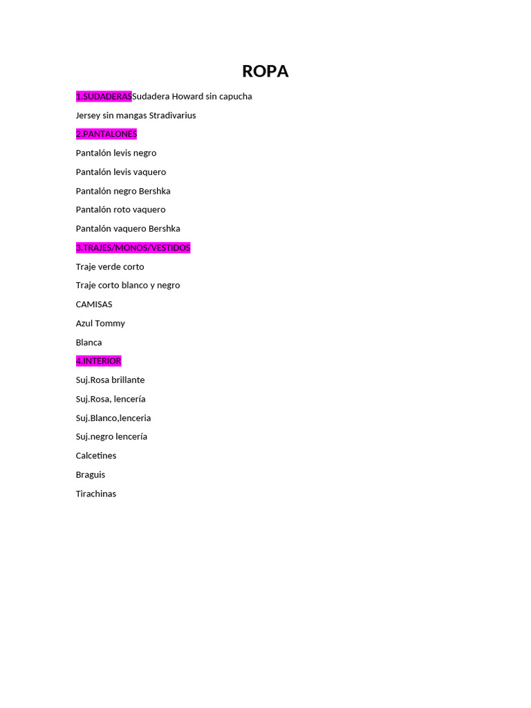 Ropa | PDF