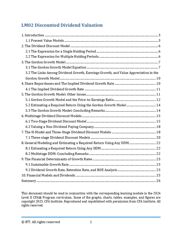 Limitations of Dividend Discount Models | PDF | Discounted Cash Flow ...