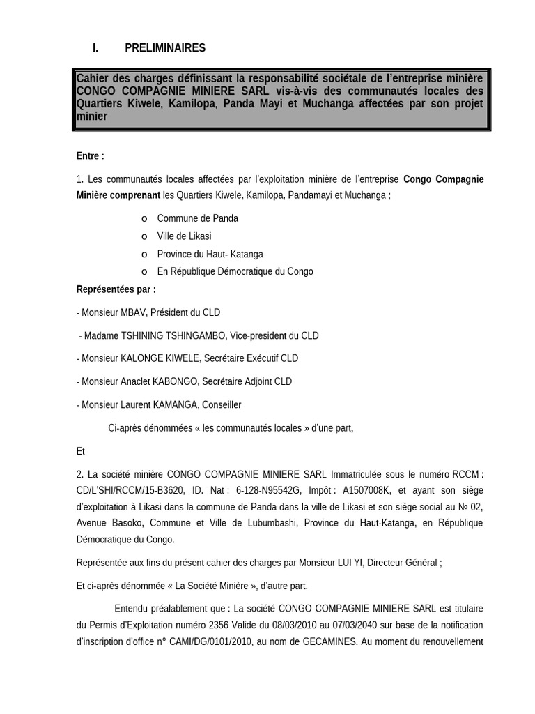 Engagements de CNMCC envers les communautés | PDF | Eau | Forage