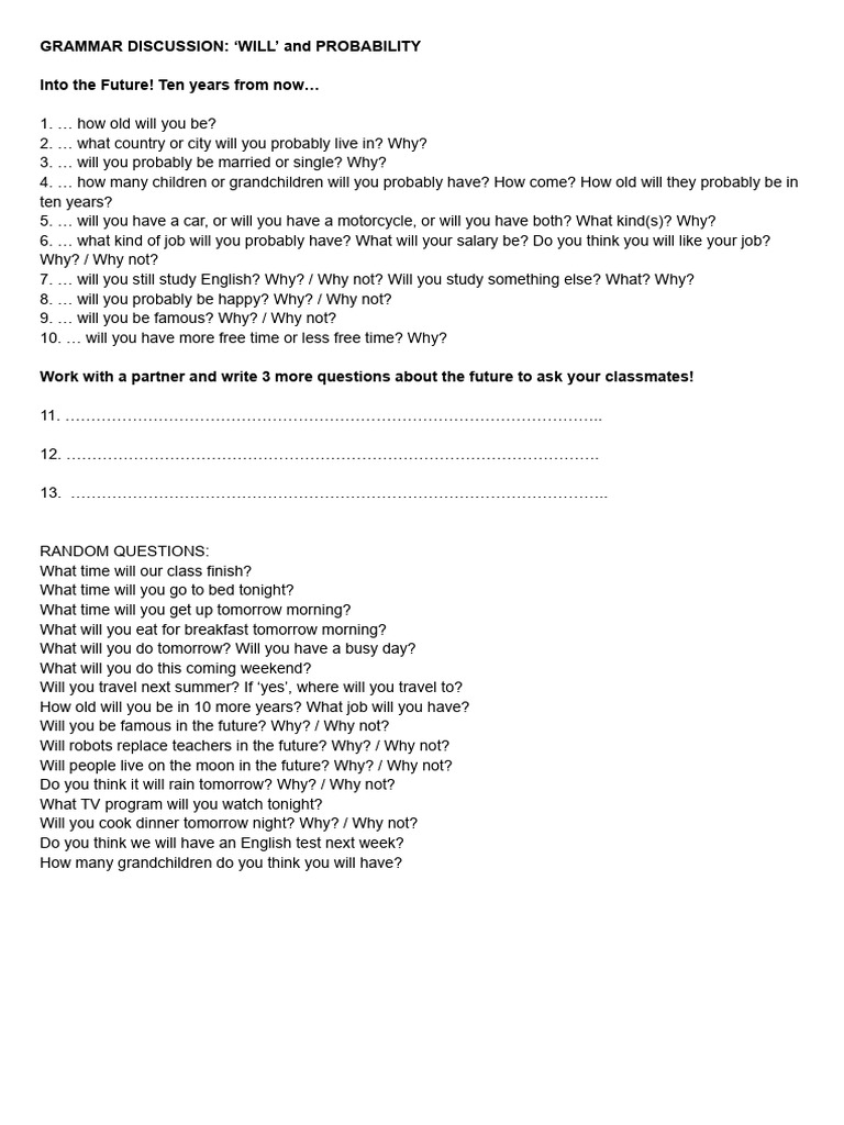 Future Predictions Using 'Will' | PDF