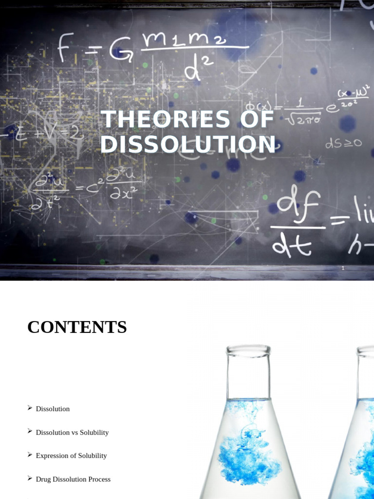 Dissolution Theories Overview | PDF | Solubility | Solvation