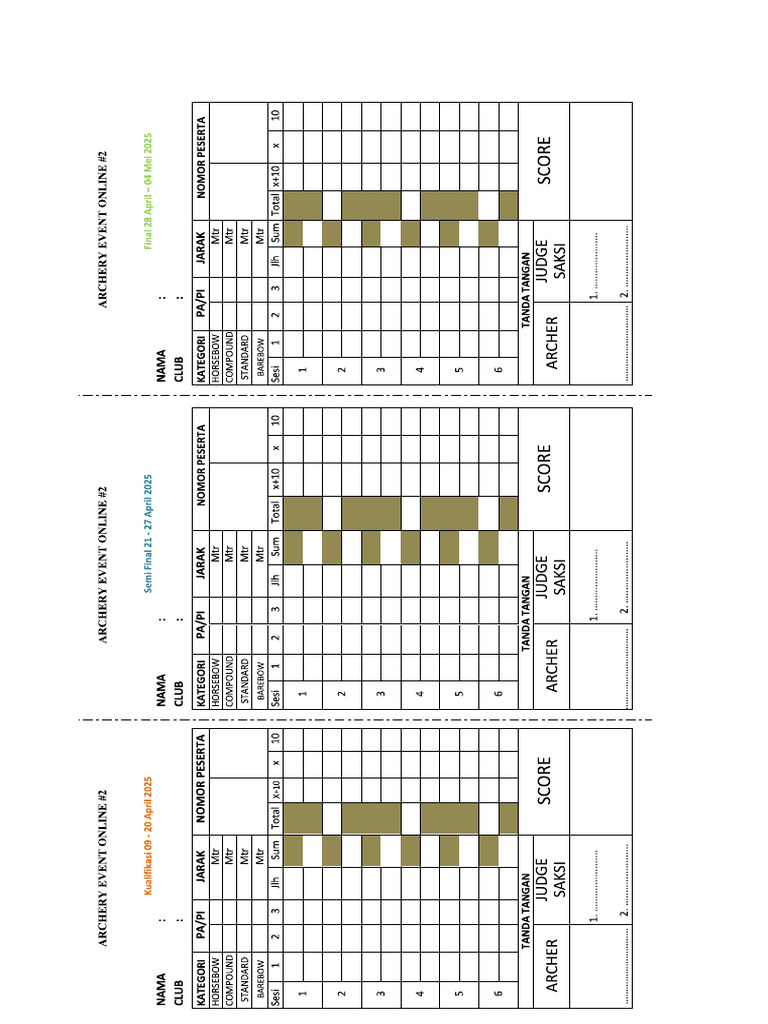 Kertas Score Archery Event Online PDF | PDF