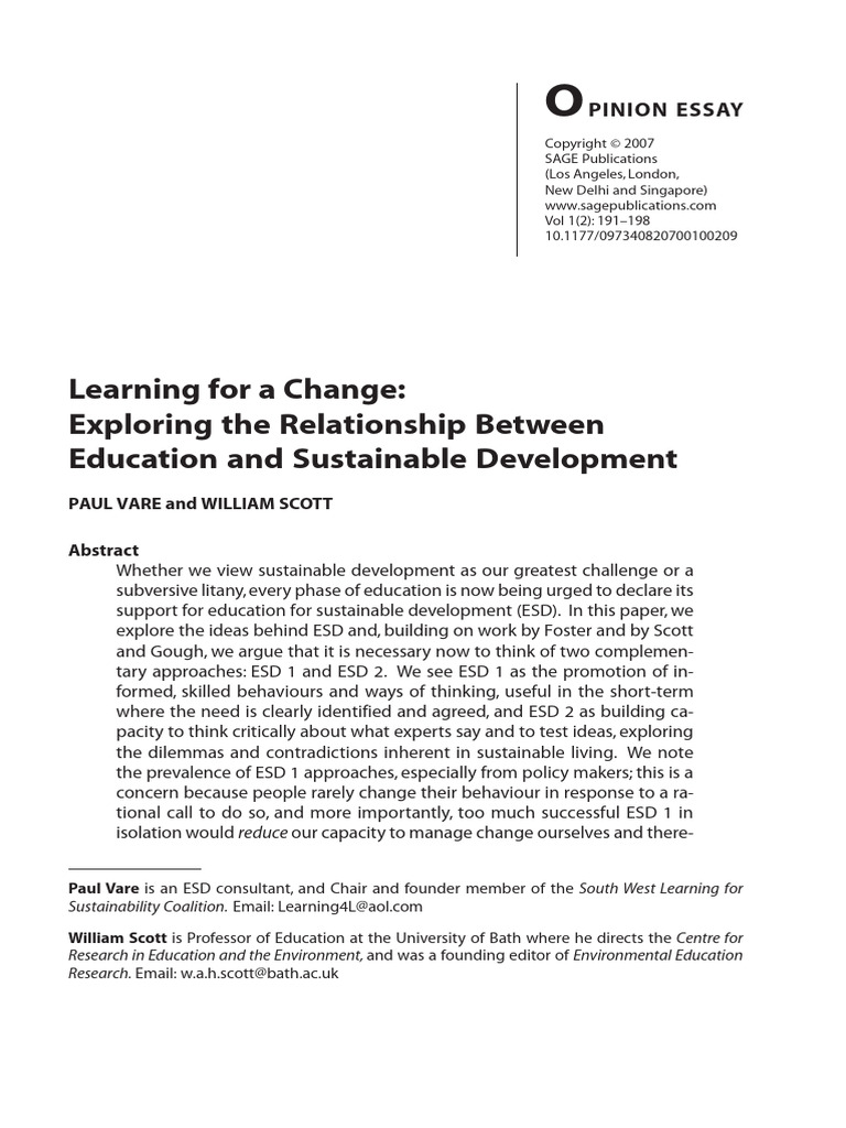 Education for Sustainable Development Insights | PDF | Sustainable ...