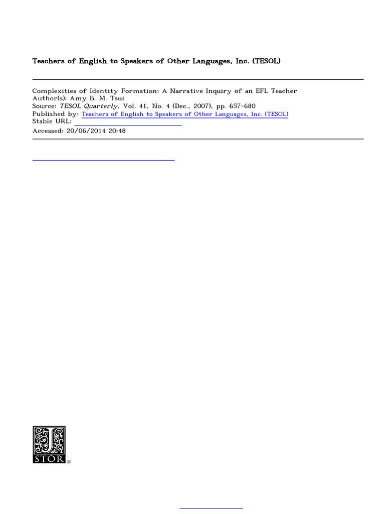 EFL Teacher Identity Formation Insights | PDF | English As A Second Or ...