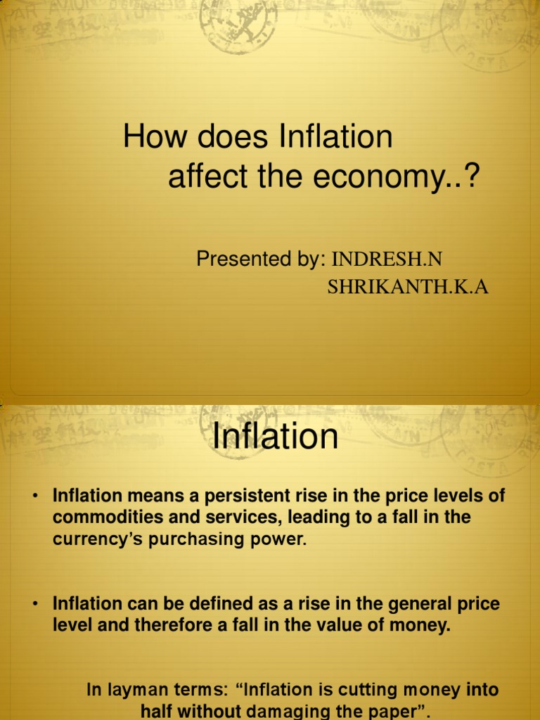 How Does Inflation Affect The Economy..? Presented By INDRESH.N