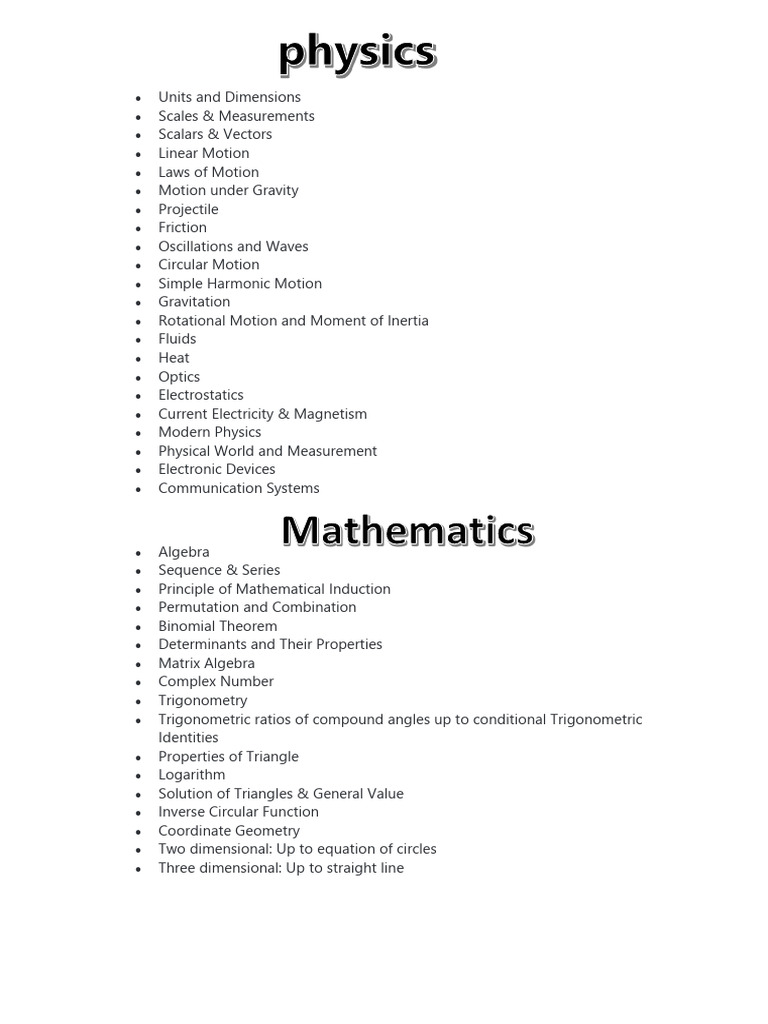 Comprehensive Science & Math Topics Guide | PDF