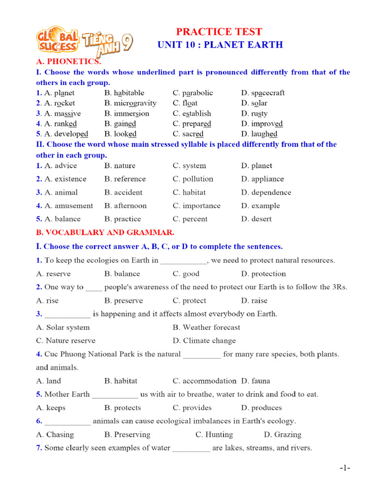 PRACTICE TEST - UNIT 10 (File HS) . | PDF