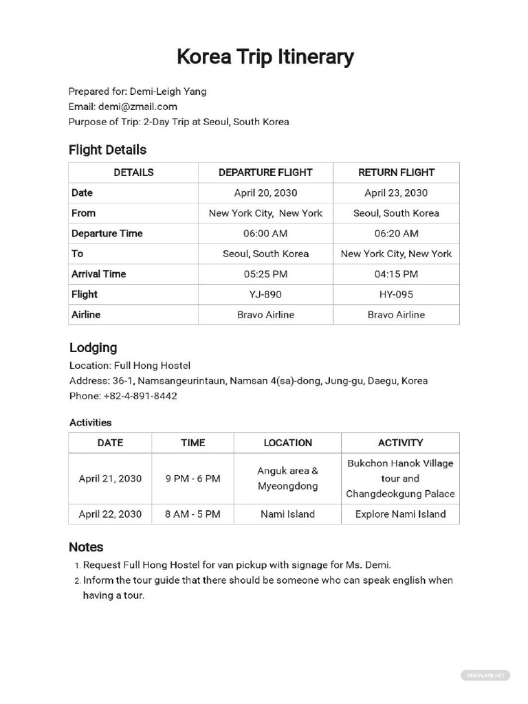 sampleFlight-Itinerary-Template - Done | PDF