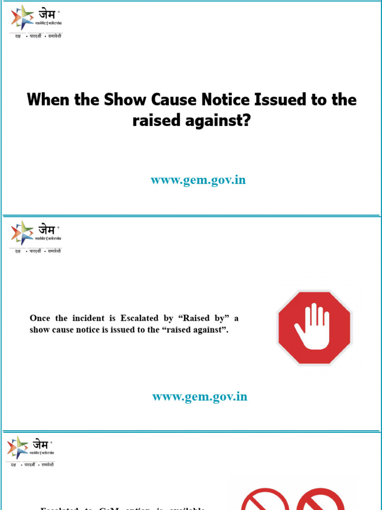 Show Cause Notice Process in GeM | PDF