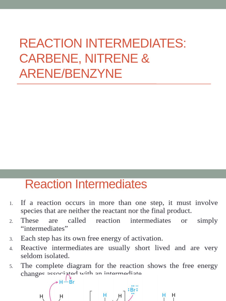 Carbene, Nitrene, and Benzyne Intermediates | PDF | Chemical Reactions ...