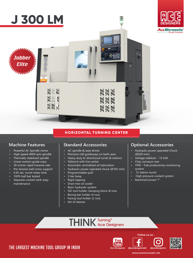 Ace J300 LM CNC Machine Specifications | PDF | Mechanical Engineering