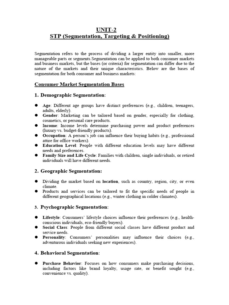 MM 2unit 1 | PDF | Market Segmentation | Marketing