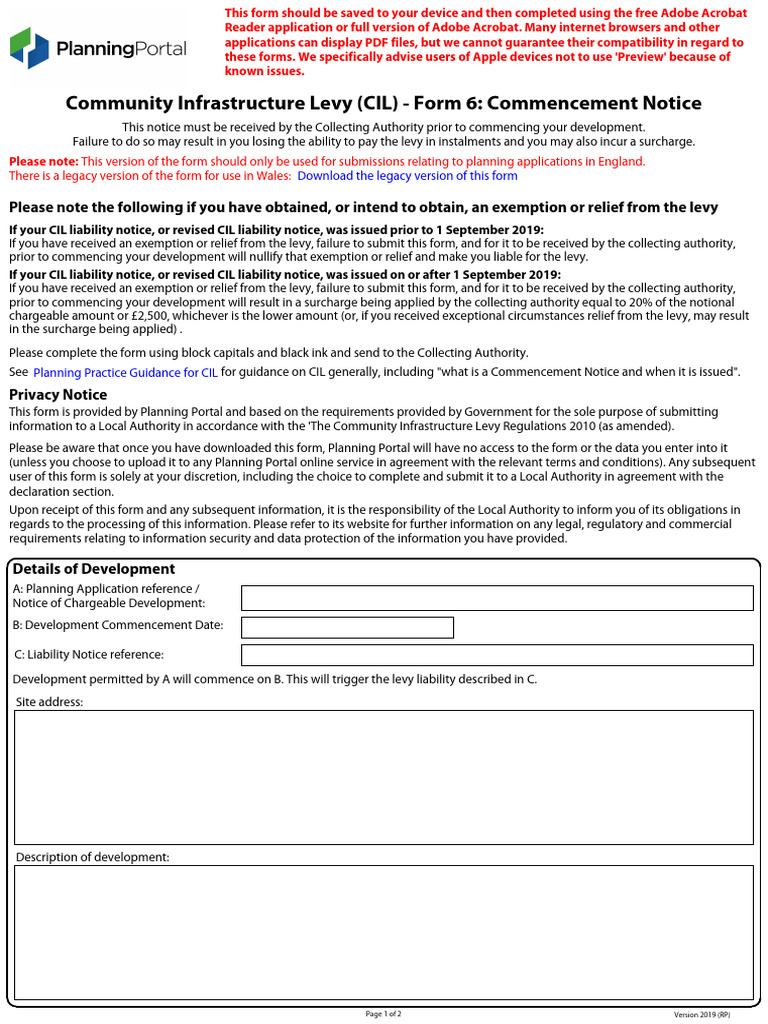 Form 6 Commencement Notice | PDF
