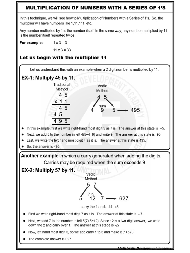 Multiplication of 1's | PDF | Multiplication | Mathematics