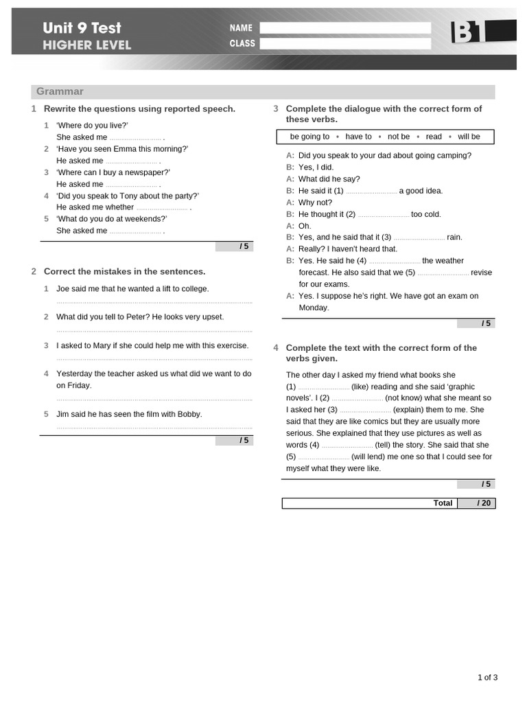 G3 U9 测试 | PDF | Novels | Linguistics