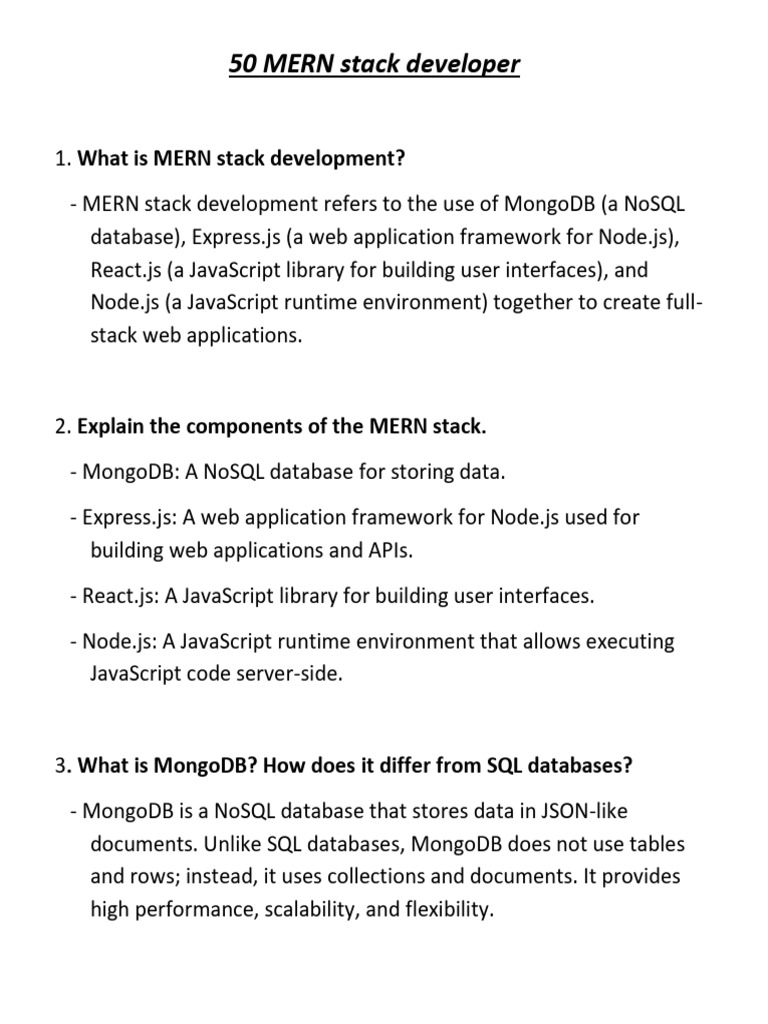 MERN Stack Development Overview PDF | PDF | Java Script | Document ...