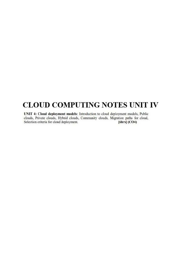 Cloud Computing Notes Unit IV | PDF | Cloud Computing | Virtual Machine