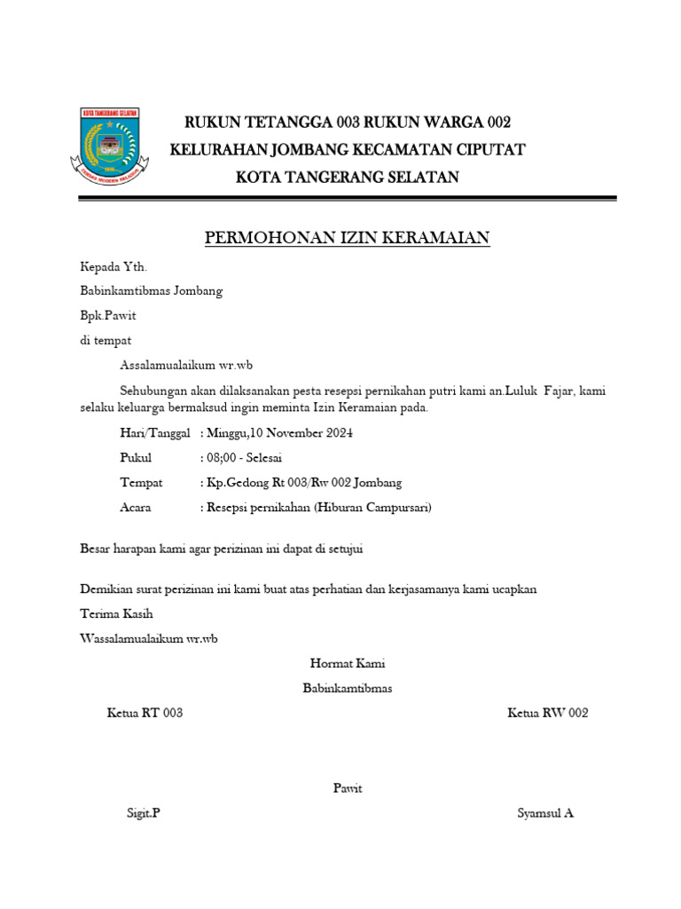 Surat Izin Keramaian New | PDF