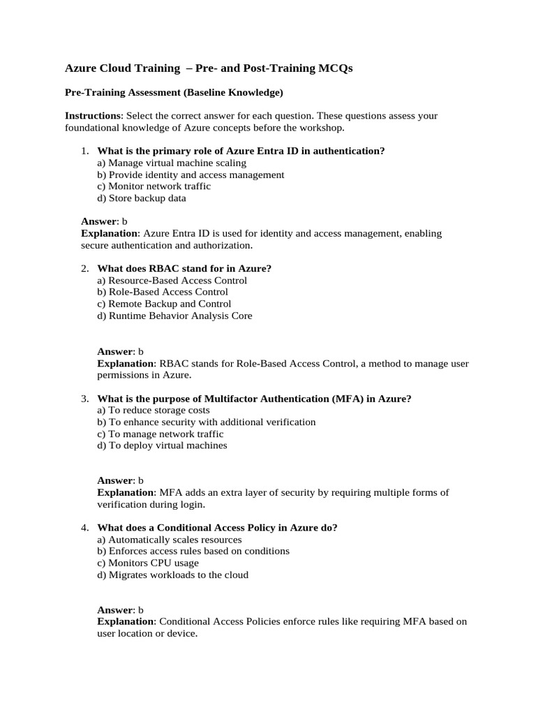 Azure Cloud Workshop MCQs | PDF | Microsoft Azure | Cloud Computing