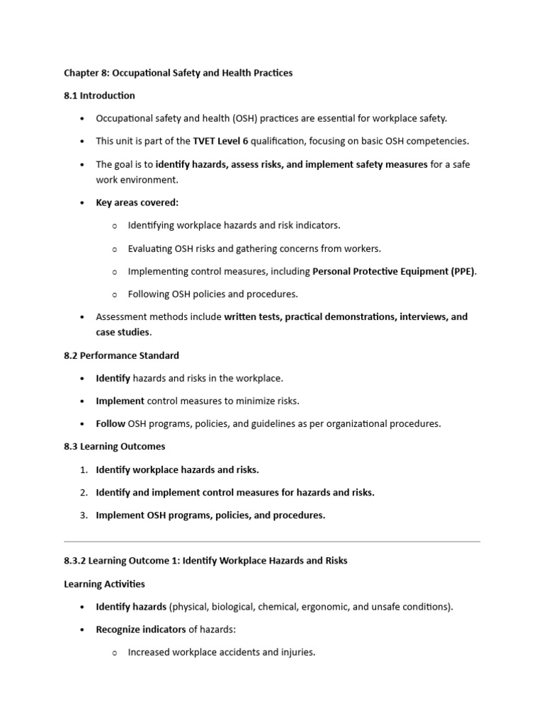 OSH Practices for Workplace Safety | PDF | Occupational Safety And ...