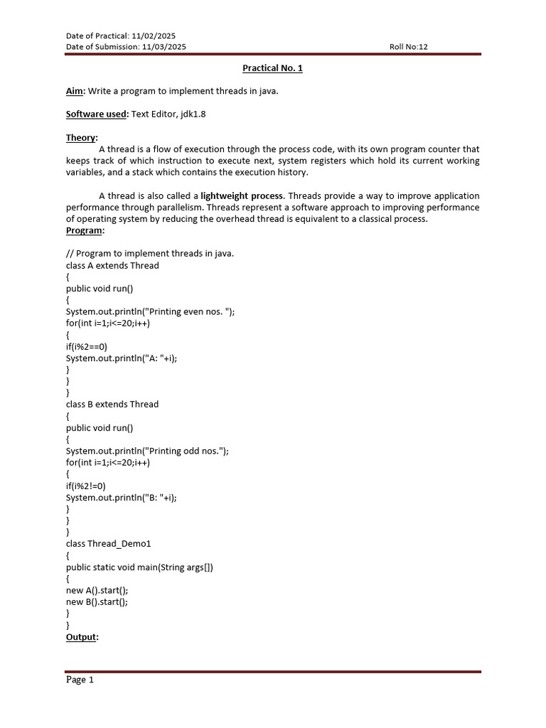Java Thread Implementation Example | PDF