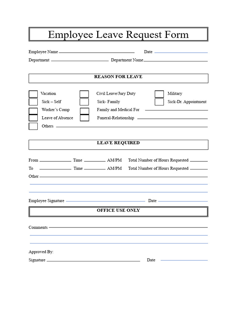 Employee Leave Request Form Template | PDF