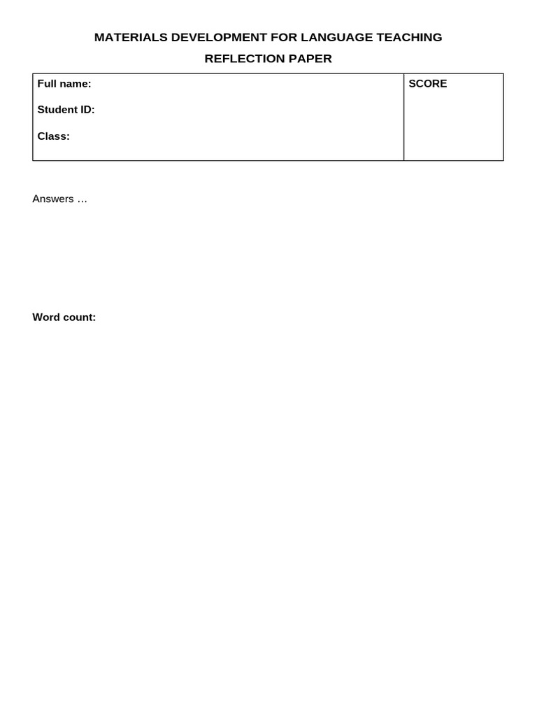 Template For Reflection Pdf