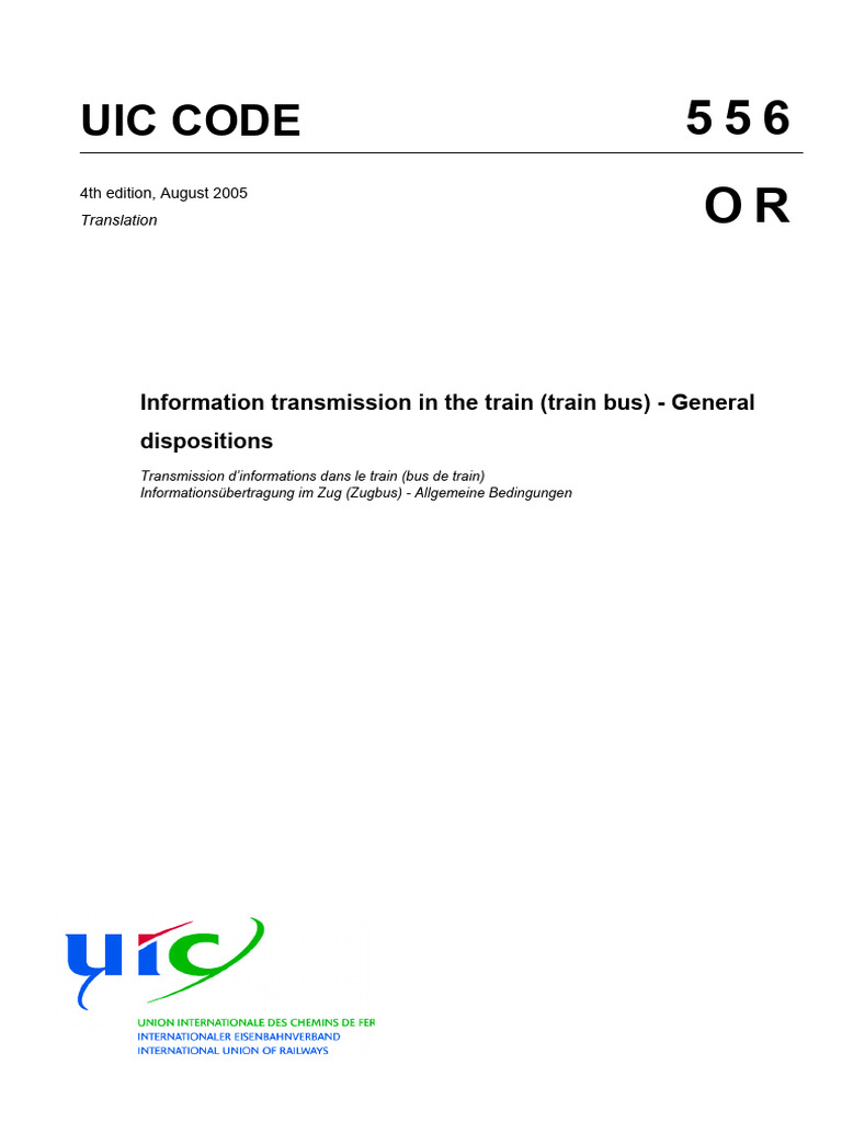 UIC Code 556: Train Information Standards | PDF | Electrical Engineering