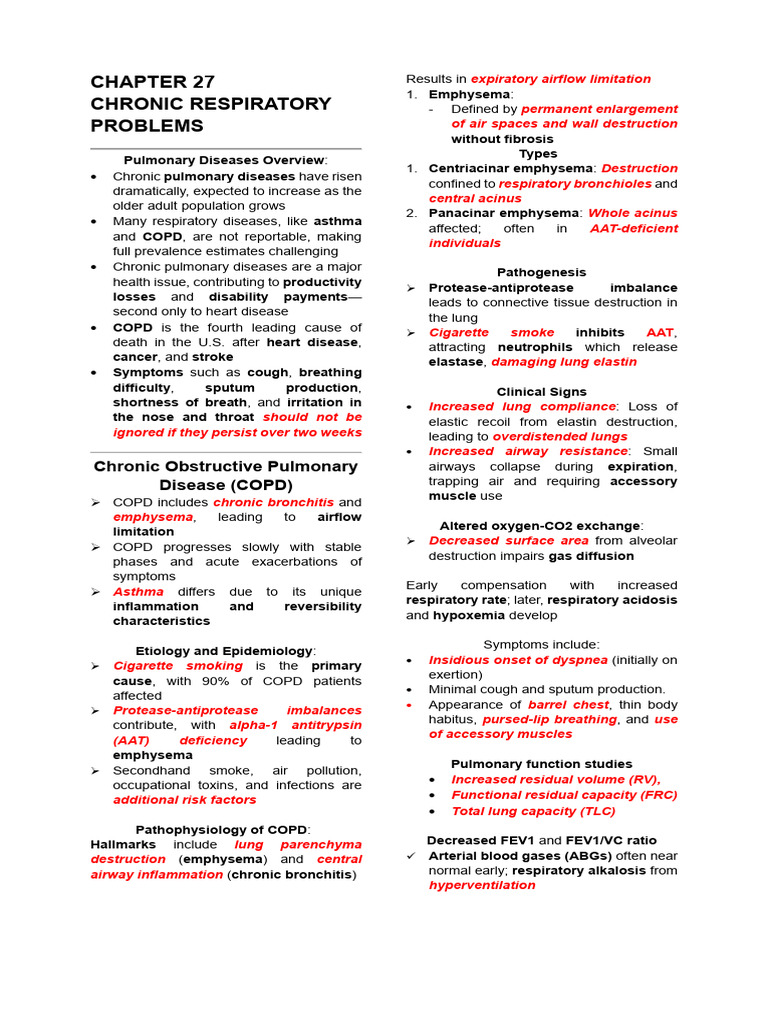 Chapter 27 - Chronic Respiratory Problems | PDF | Chronic Obstructive ...
