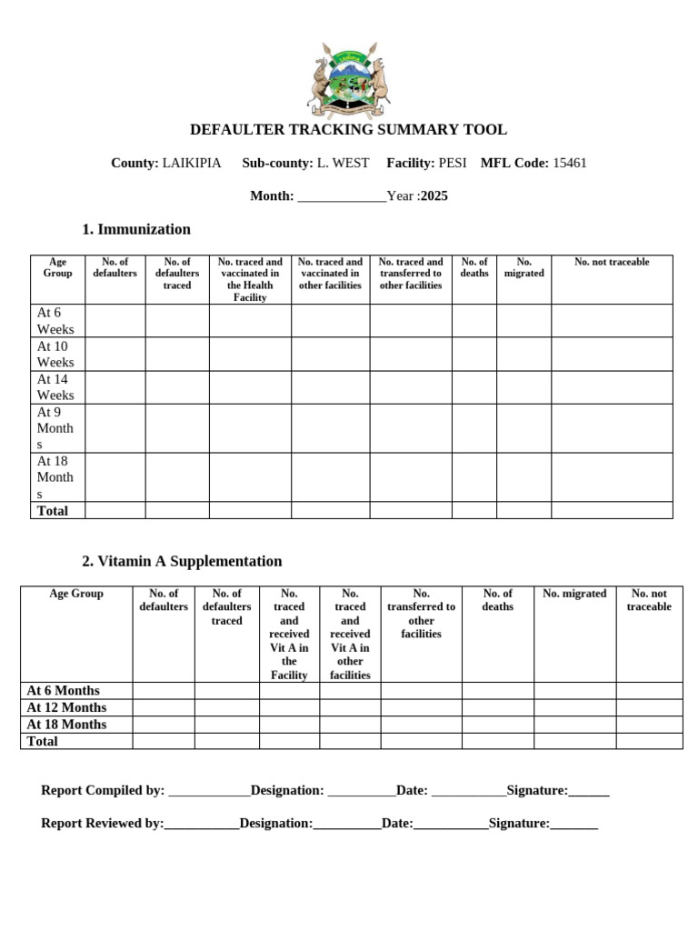 Immunization Defaulter Tracking Summary | PDF
