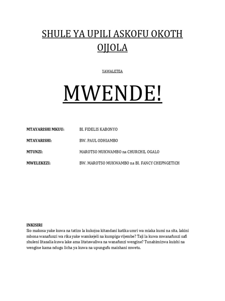 MWENDE! PDF