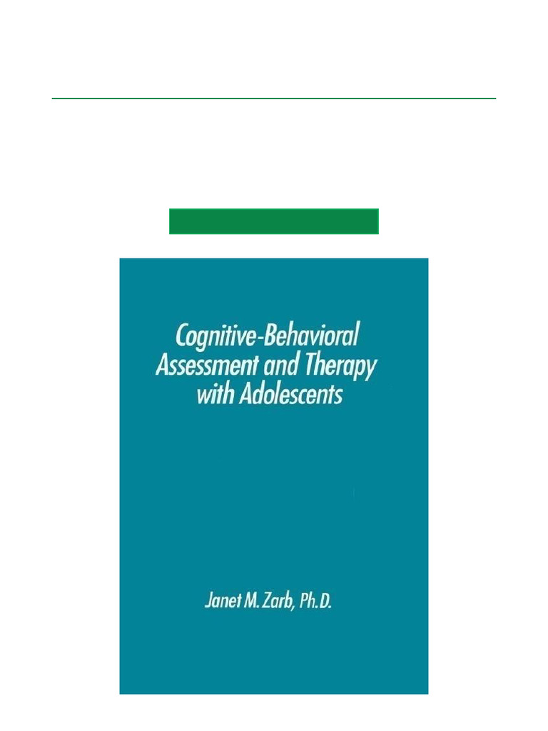 Cognitive Behavioural Assessment and Therapy With Adolescents - 1st ...
