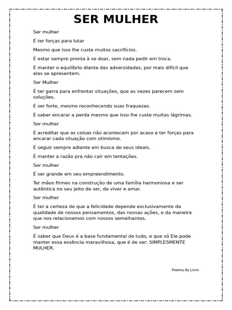 Poema - Ser Mulher | PDF, image size:768x1024