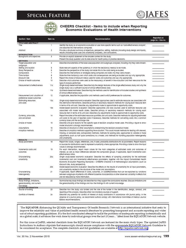 CHEERS Checklist for Economic Evaluations | PDF | Uncertainty | Evaluation