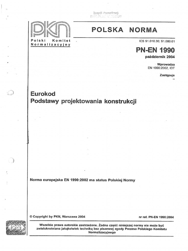 PN-En 1990 Eurokod. Podstawy Projektowania Konstrukcji | PDF