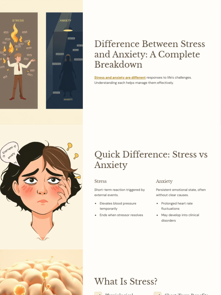 Stress vs Anxiety: Key Differences Explained | PDF | Anxiety | Stress ...